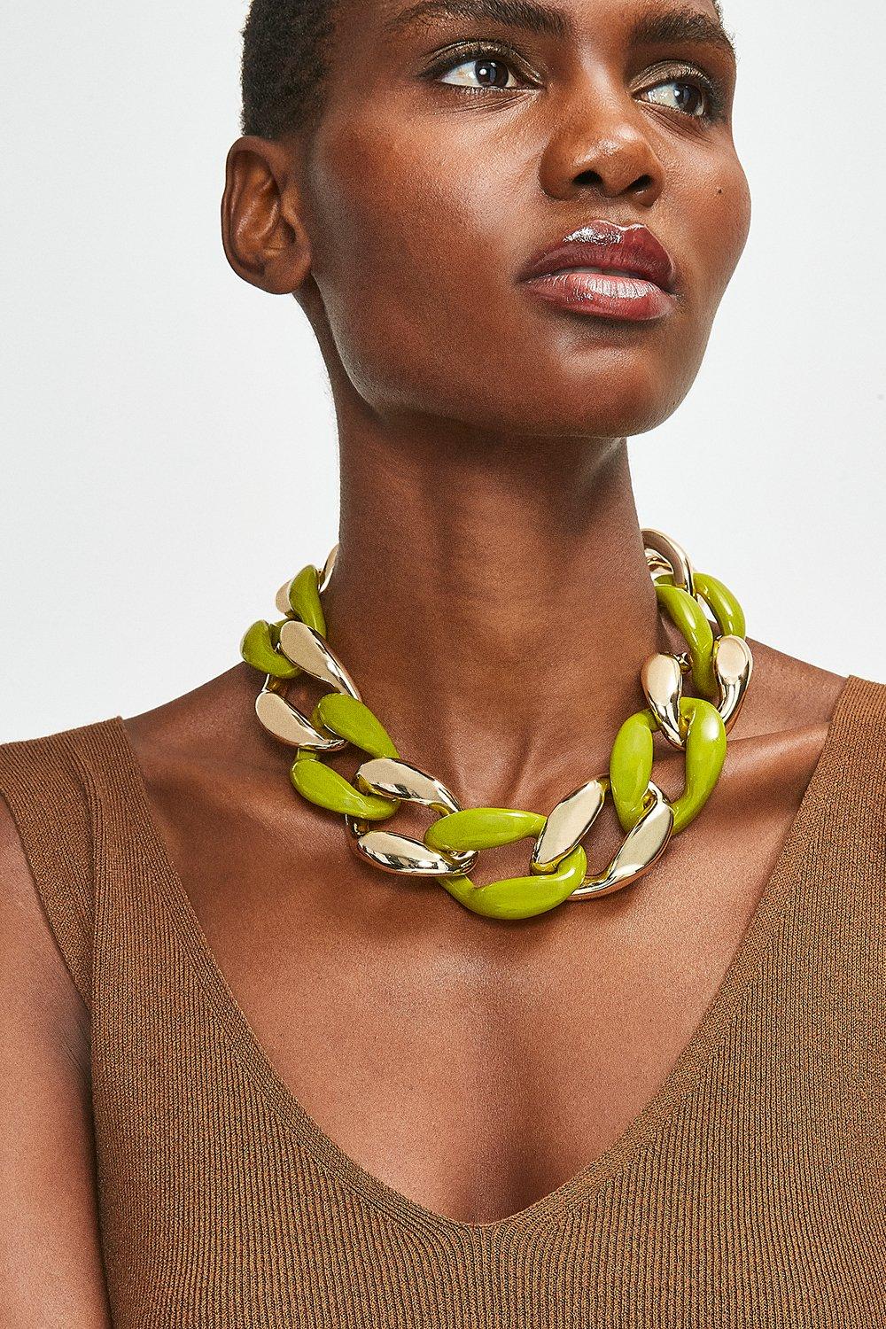 KAREN MILLEN* 14kt ゴールド クリスタル ソリティアネックレス Gold Coloured Statement Necklace | Karen Millen